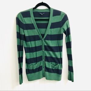 Preppy Tommy Hilfiger navy & green stripe cardigan